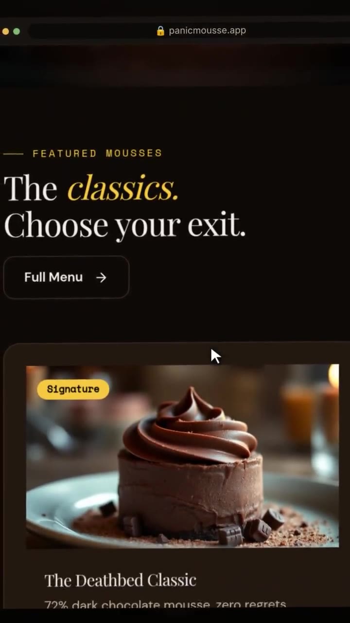 Storyboard frame: the product page